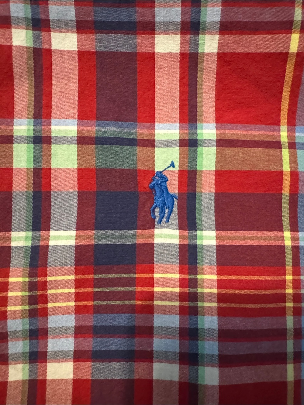 Boys Ralph Lauren Red Plaid long sleeve Shirt with Blue horse  size 14/16